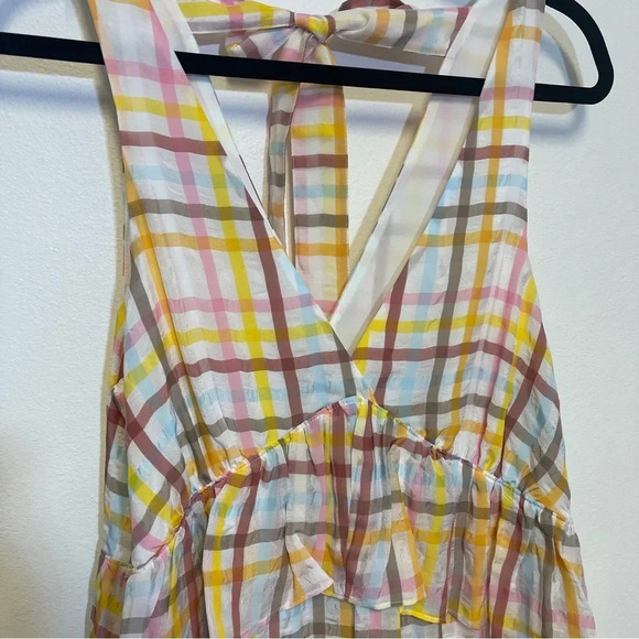 NWT Cinq a Sept Astor Plaid Gingham Midi Dress - Spring Summer Ruffled Tiered - Picture 6 of 8